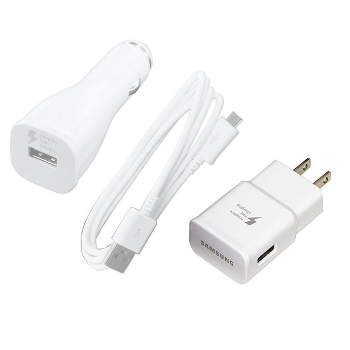 samsung adaptive fast charging home car charger combo white