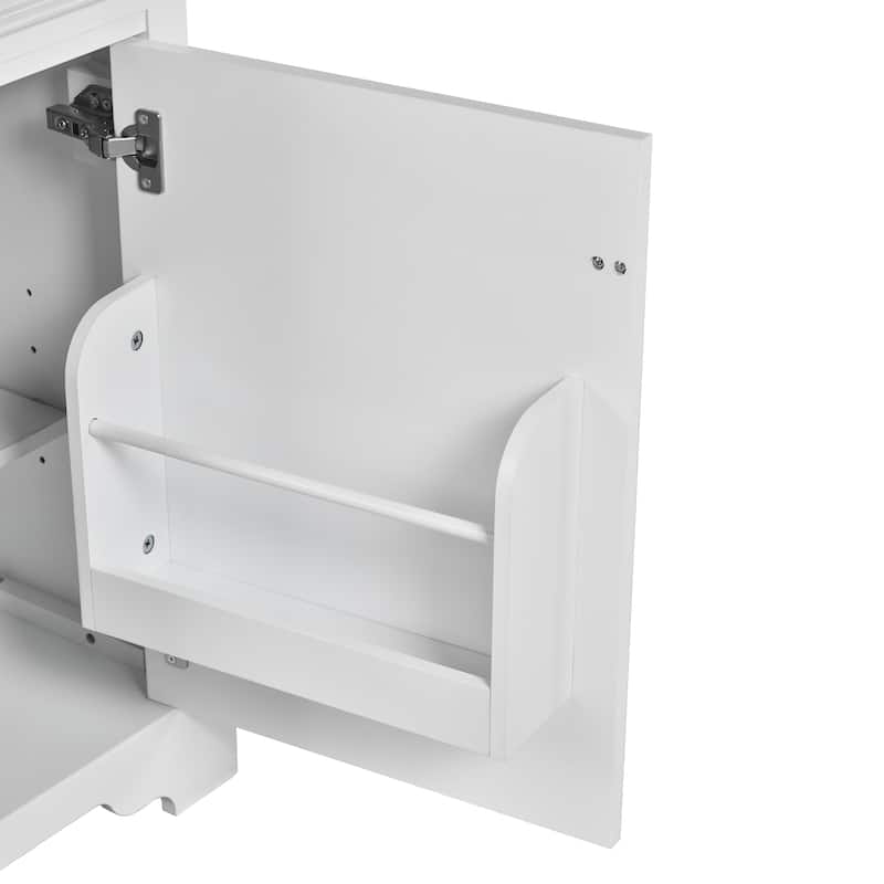 Roomfitters 20" Bathroom Vanity with Ceramic Sink, Soft Close Door, Adjustable Shelf, and Door-Mounted Storage Rack