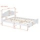 preview thumbnail 6 of 7, Queen Retro Wood Platform Bed with Slats, No Box Spring Needed
