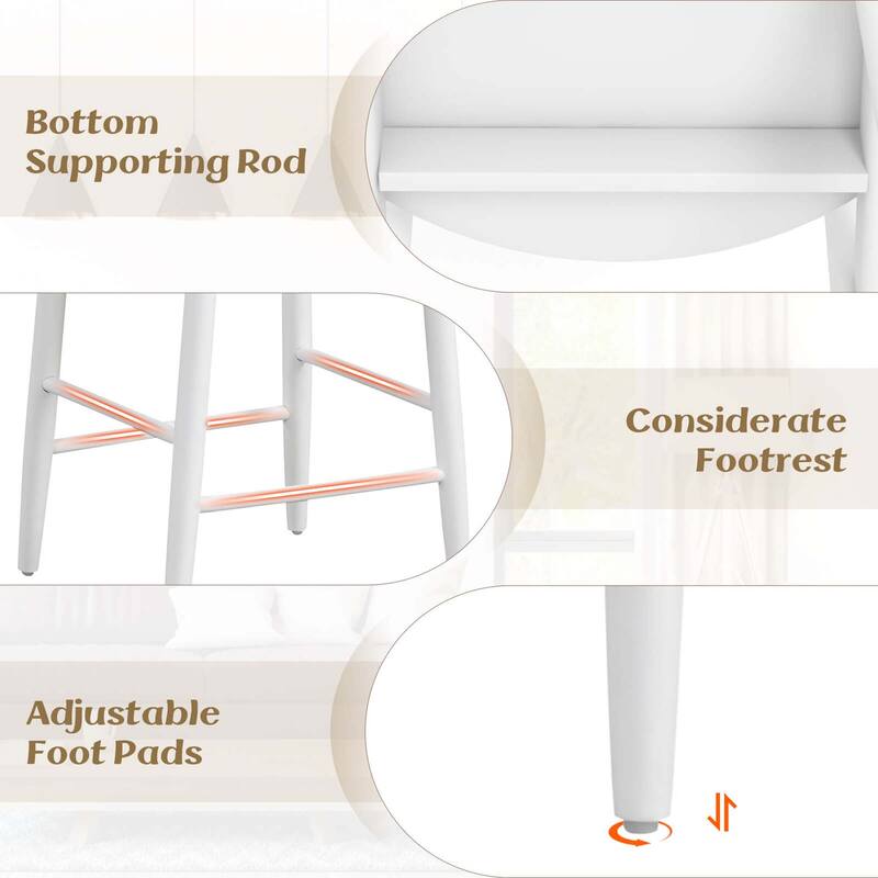 Costway Bar Chair Counter Height Stools Set of 2/4 with Acacia Wood