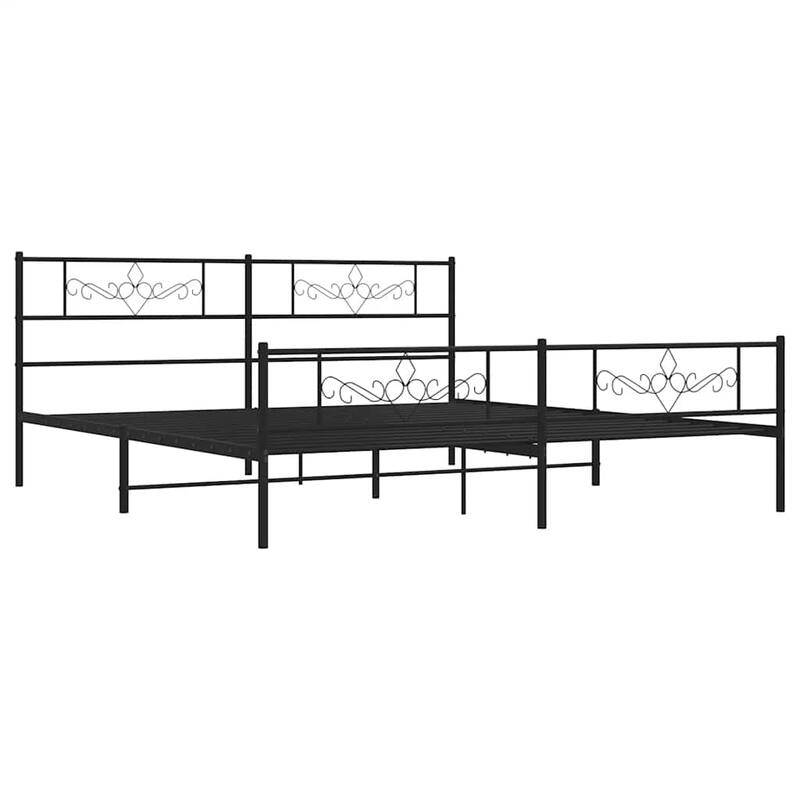 vidaXL 12 Inches Black King Size Metal Bed Frame No Mattress