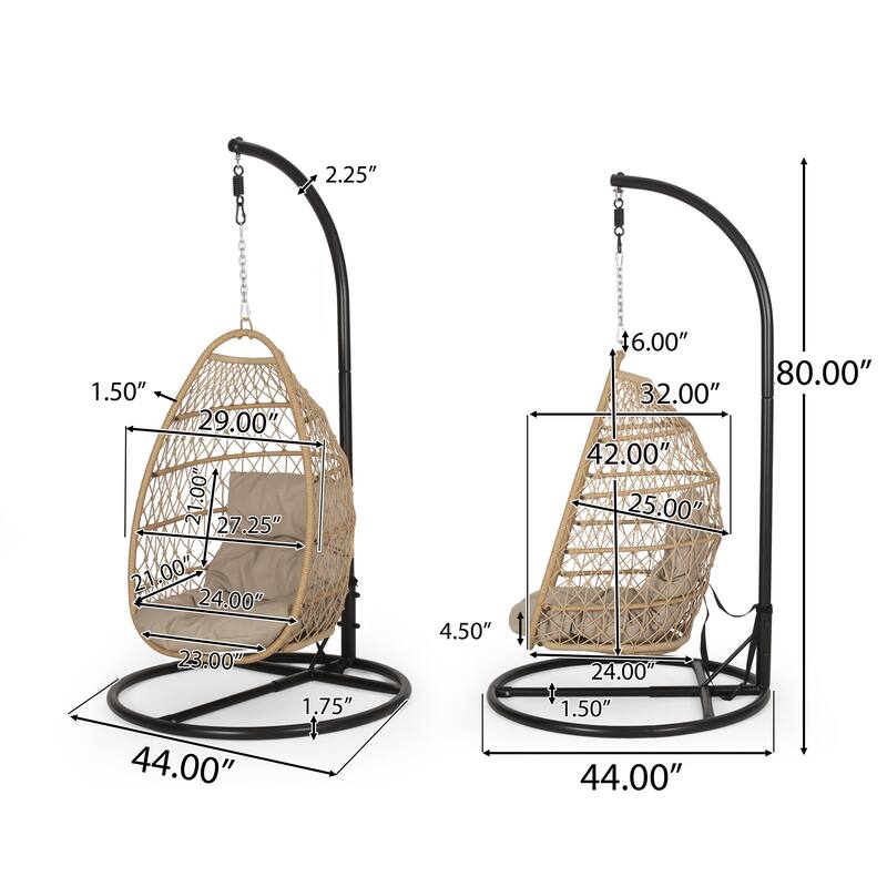 Elmcrest Outdoor Wicker and Rope Hanging Chair with Stand by Christopher Knight Home - 400 lb limit