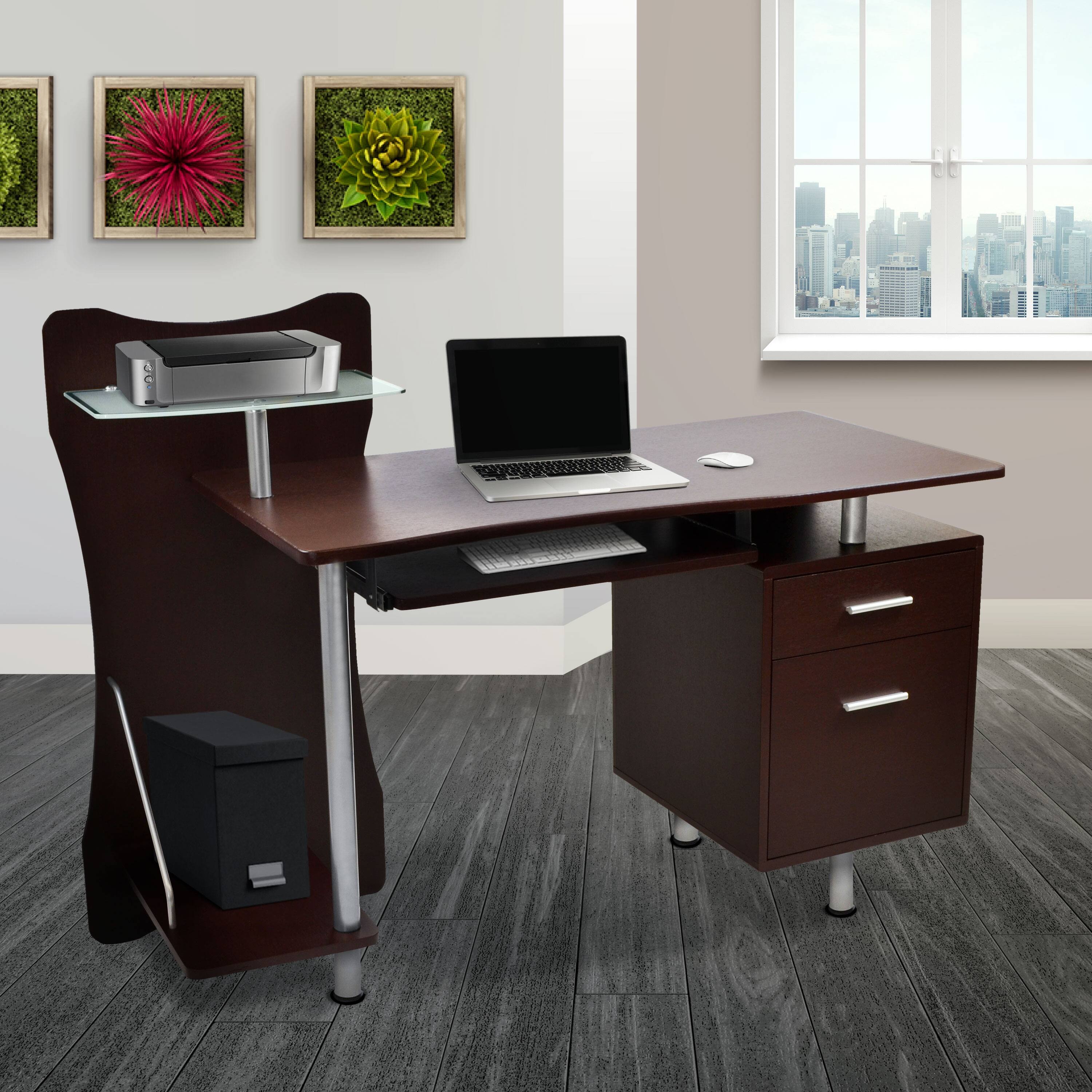 Techni Mobili Stylish Computer Desk Workstation Desks, with 2 Storage