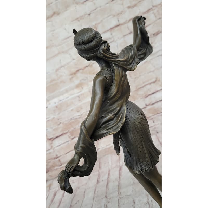 Art Deco Bronze Sculpture Of A Dancing Woman In Flowing Attire By Kernalan