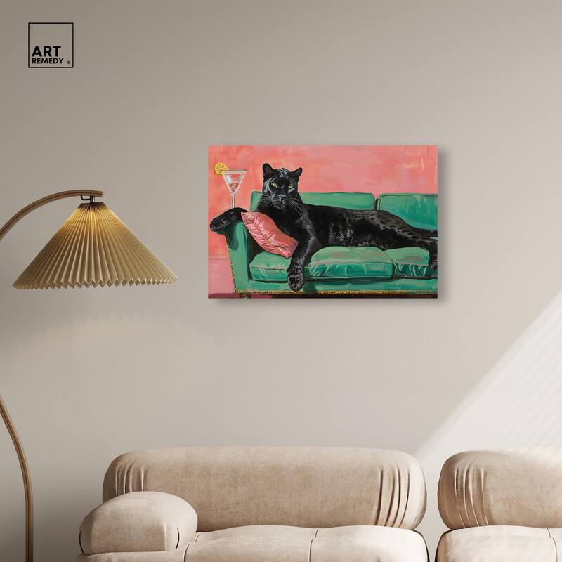 Lounging Panther Canvas by Art Remedy, Gallery Wrapped