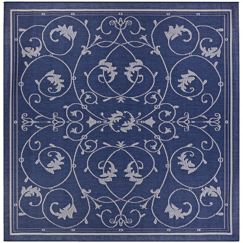 Dream Decor Rugs Pergola Savannah Indoor Outdoor Area Rug - 8'6" Square - Indigo Blue