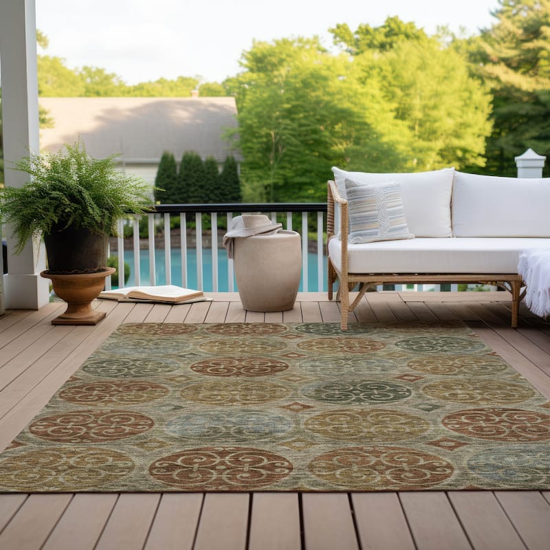 Machine Washable Indoor/ Outdoor Chantille Vintage Medallions Rug