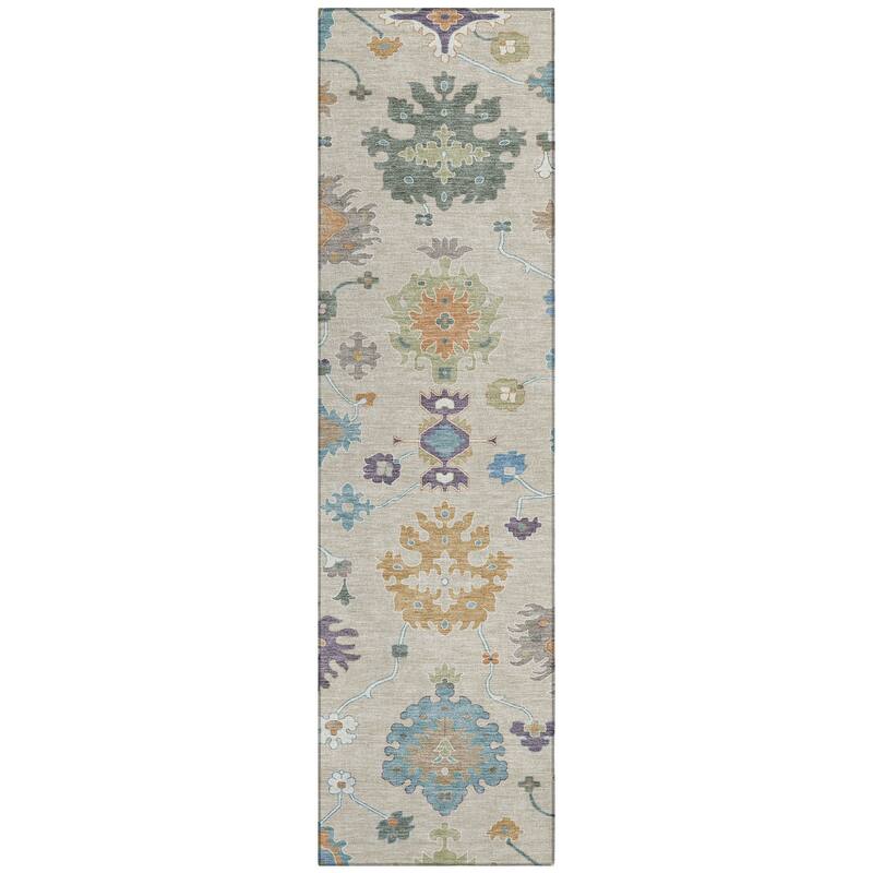 Machine Washable Indoor/ Outdoor Traditonal Delhi Chantille Rug