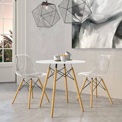 Cresco Acrylic Accent Banquet Side Dining Chair in Solid Beech Wood Legs for Indoor Outdoor Home Office Living Room & Kitchen