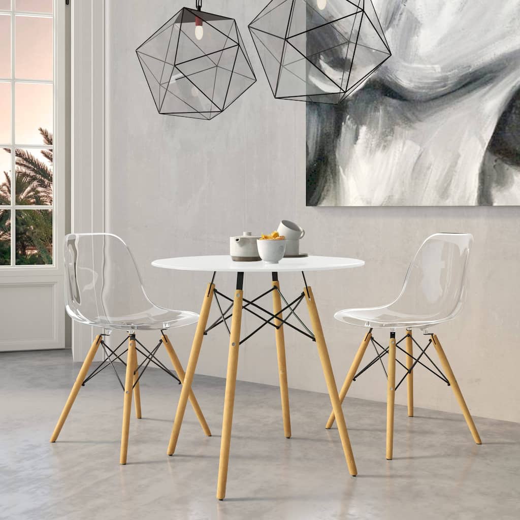 Cresco Acrylic Accent Banquet Side Dining Chair in Solid Beech Wood Legs for Indoor Outdoor Home Office Living Room & Kitchen