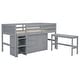 preview thumbnail 5 of 8, Twin Loft Bed w/Pull Out Desk, Drawers, Cabinet and Shelves - Grey