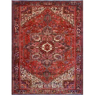 Fine Vintage Heriz Mirza Burgundy/Ivory Rug - 9'0