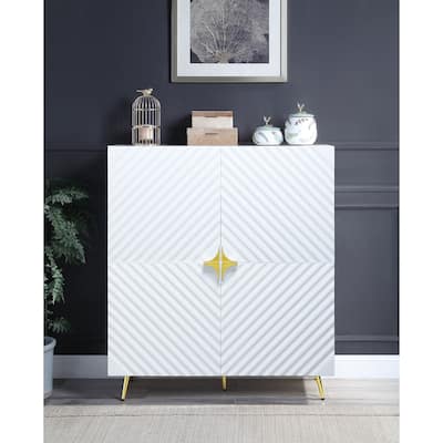 Gaines White High Gloss Finish Accent Cabinet