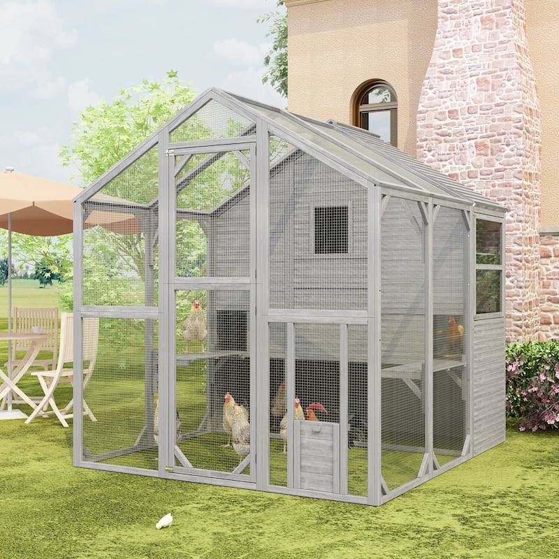 Fir Wood Cat Villa Dual-Story Predator-Safe Outdoor Sanctuary for Pets - 66.5"X72.6“X74.1"