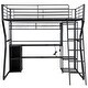 preview thumbnail 7 of 6, Full Size Metal Gaming Loft Bed with Built-In Work Station, Open Wardrobe, LED and Multiple Storage