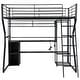 preview thumbnail 15 of 15, Full Size Metal Loft Bed with Built-in Work Station, Open Wardrobe, Heavy Duty Loft Bed Frame with LED and Multiple Storage