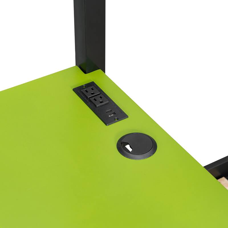 Gaming Bunk Bed Two Built-In Gaming Desks Each Side Loft Bed with USB Desktop Ports and Pegboard Organizer for Gaming Room Gamer