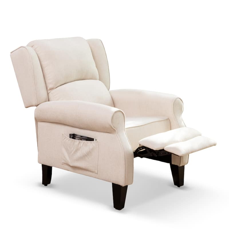 HOMYKA Polyested Upholstered Pushback Recliner Accent Chair Wingback Armchair - Beige