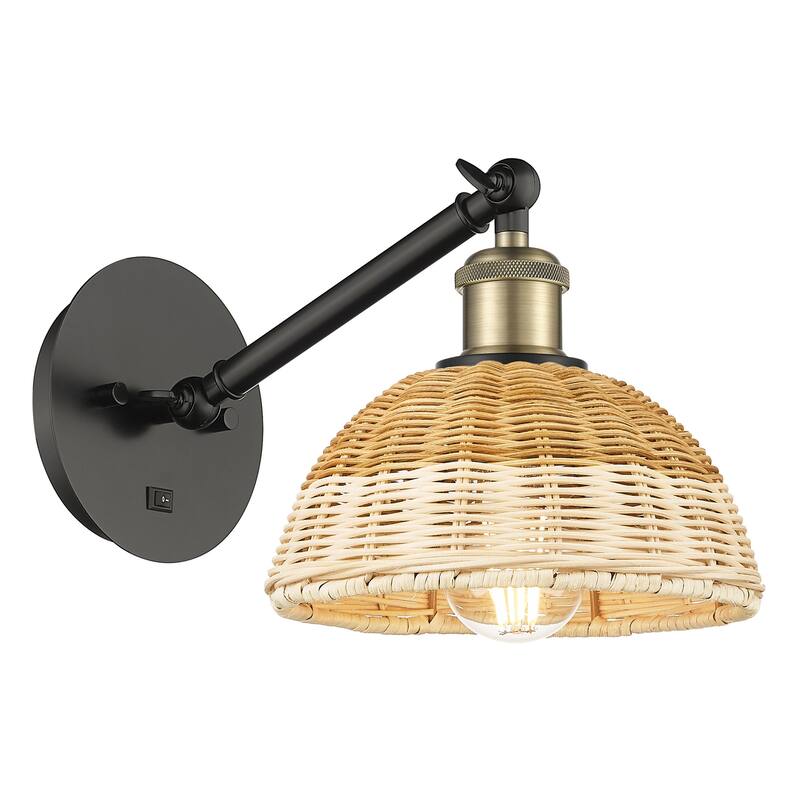 Innovations Lighting 317-1W-10-8 Bristol Natural II Sconce Bristol - Black Antique Brass / Natural