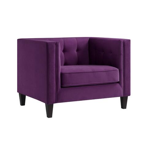 Paolo Velvet Club Chair or Sofa - Button Tufted, Espresso Tapered Leg