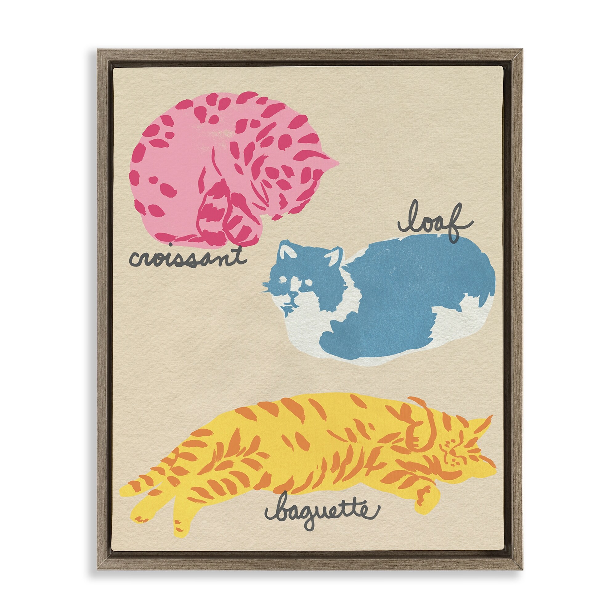 Stupell Funny Relaxing Cat Shapes Framed Floater Canvas Wall Art Design By June Erica Vess