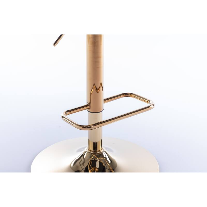 Adjustable Swivel Bar Stools Velvet Accent Chairs Set of 2 with Mechanical Lifting, Golden Footrest and Base for Kitchen, Pub