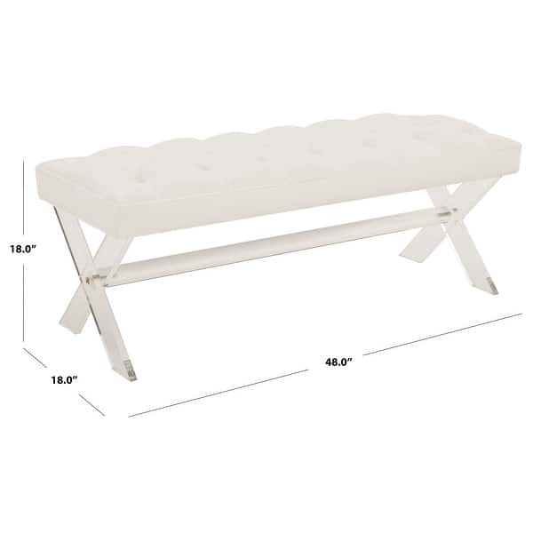 dimension image slide 1 of 2, SAFAVIEH Couture Tourmaline Tufted Acrylic Bench - 48 IN W x 18 IN D x 18 IN H