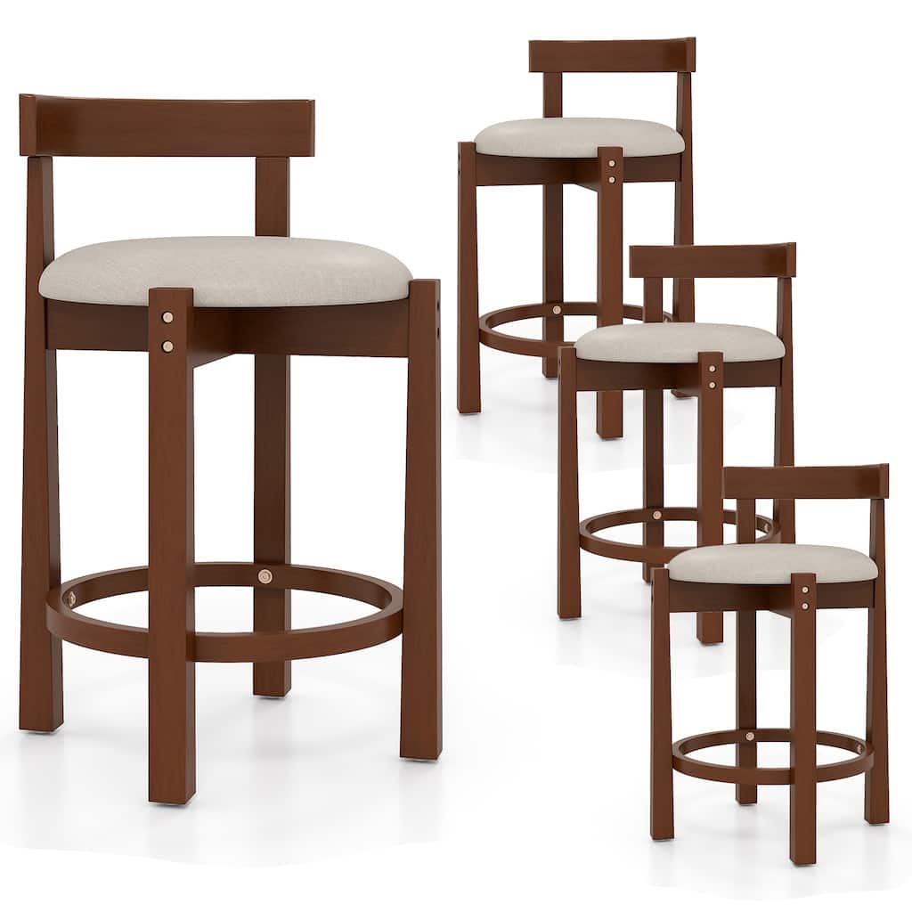 Gymax 24'' 2PCS Counter Height Bar Stools Set of 2 w/Backrests &