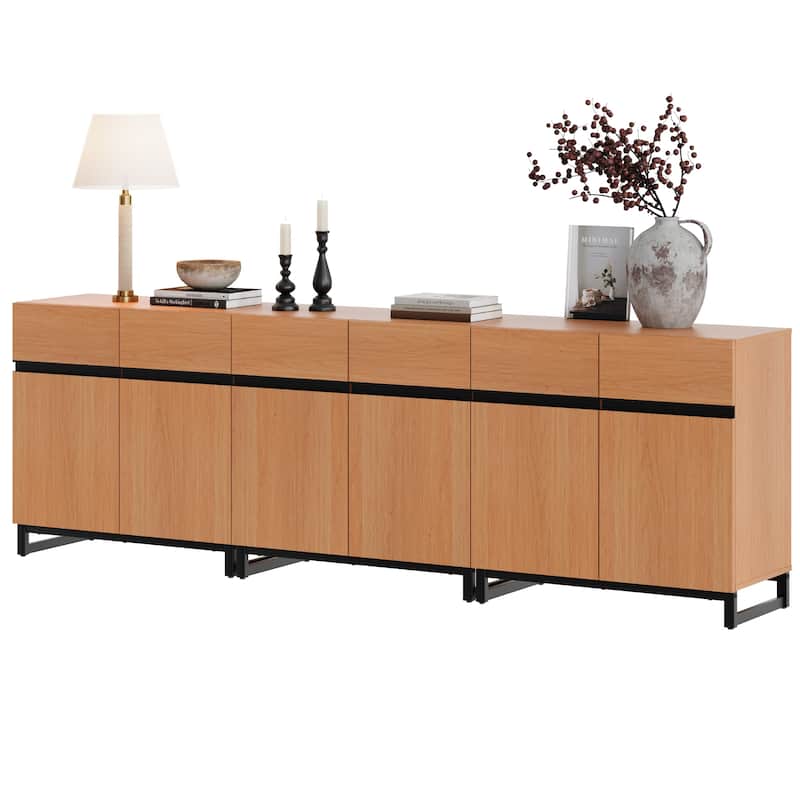 WAMPAT Modern TV Stand with Storage Cabinets for Living Room,Bedroom,Brown