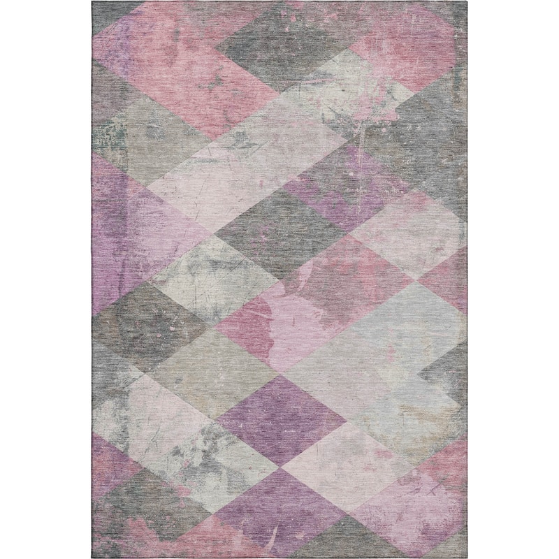 Premium Washable Super Soft Contemporary Diamonds Mayfield Rug