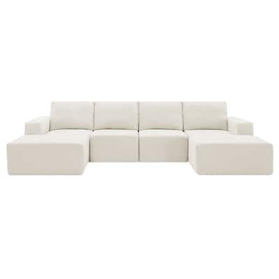 6PCS Modular U Shaped Sectional Sofa w2 Ottoman,No Assembly Required