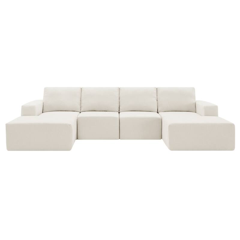 Modular U Shaped Sectional Sofa, Cloud Chenille Sectional Couch