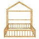 preview thumbnail 5 of 45, Full Size Wooden Floor Bed with Fence and Detachable Headboard for Kids