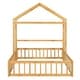 preview thumbnail 19 of 21, Montessori Wooden Floor Bed with Detachable House-Shaped Headboard, Full Size Bed with Dress Up Rack for Kids Playhouse, White