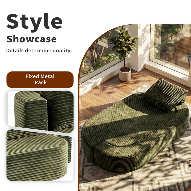 78.7" Full-Size Folding Sofa Bed, Sleeper Futon Loveseat, Plush Corduroy Foam-Filled Couch