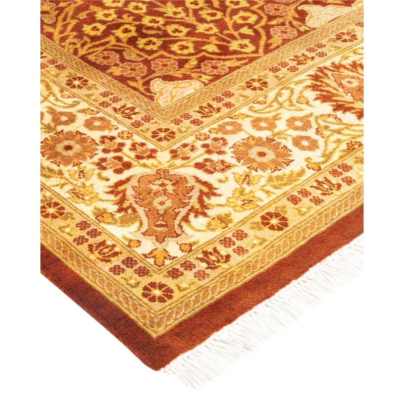 Overton Hand Knotted Wool Vintage Inspired Traditional Mogul Orange Area Rug - 5 x 8