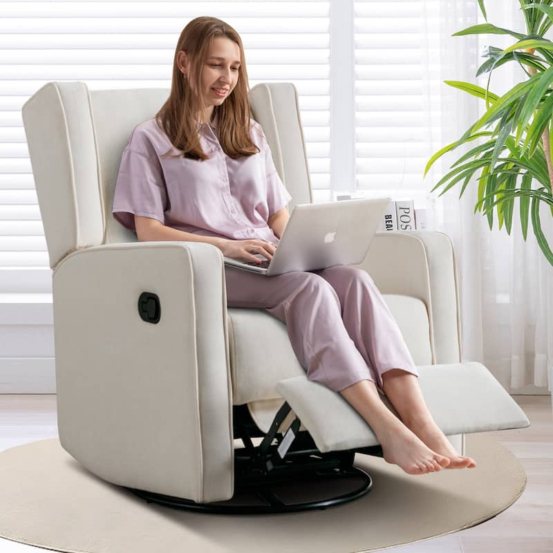Swivel Rocker Recliner Chair, Nursery Glider Chair, Nursery Rocking Chairs, Manual Reclining Chair