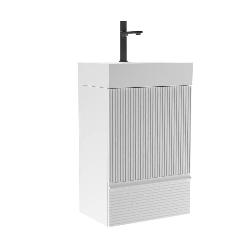 20" Striped Bathroom Vanity with White Ceramic Sink, Freestanding Bathroom Cabinet for Modern Bathroom
