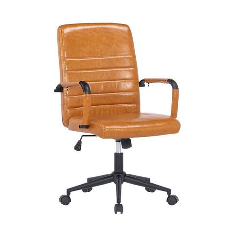 Porthos Home Francis Swivel Office Chair, PU Leather, Roller Wheels