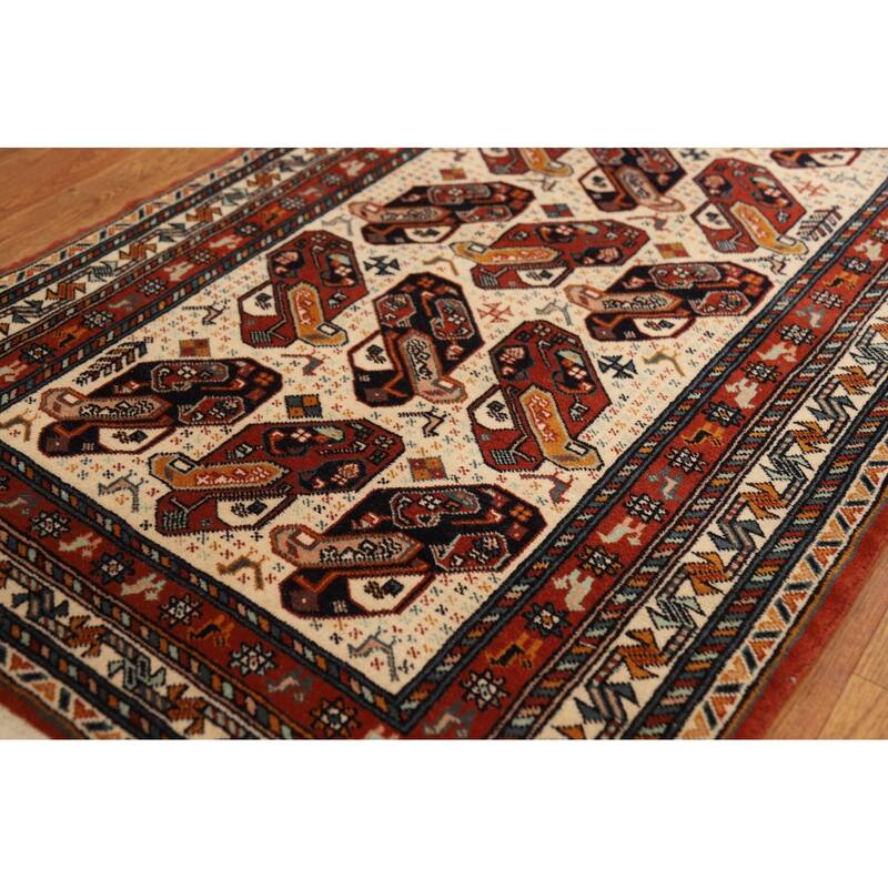 Vegetable Dye Qashqai Persian Runner Rug Handmade Wool Carpet - 2'5"x 14'5"
