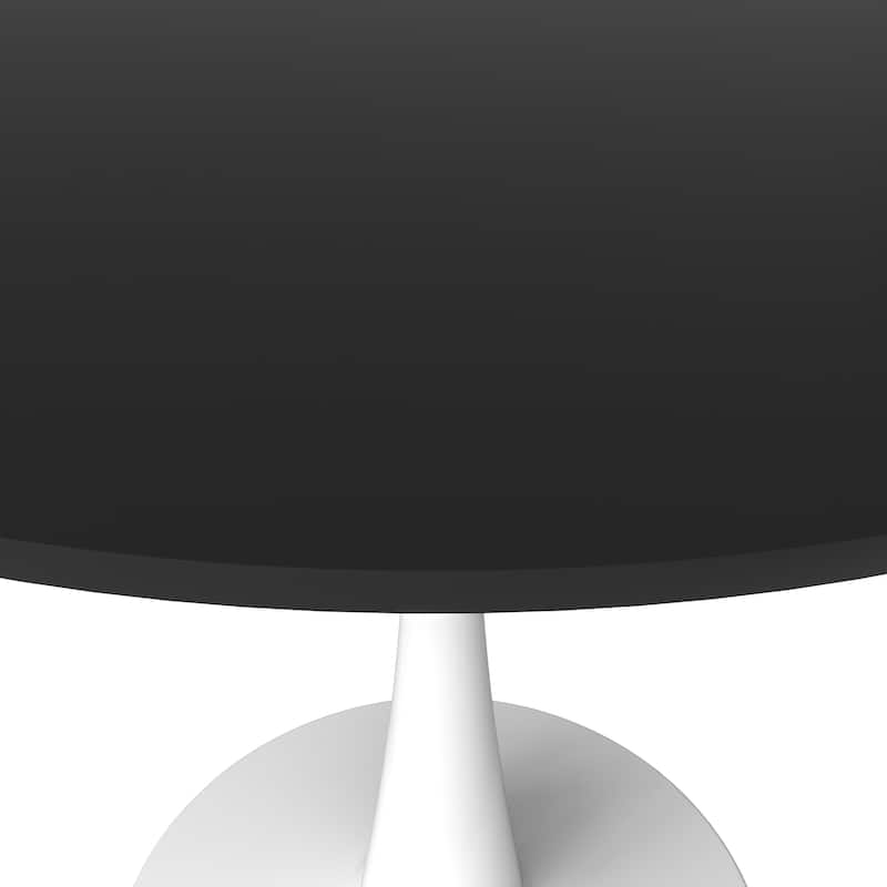 Bristol 35" Round Dining Table with Modern Glass, MDF or Sintered Stone - Sturdy Steel Pedestal Base for Kitchen, Dining, Cafe
