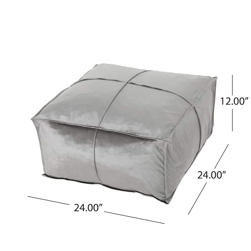 Nakisha Velvet Square Bean Bag Ottoman by Christopher Knight Home