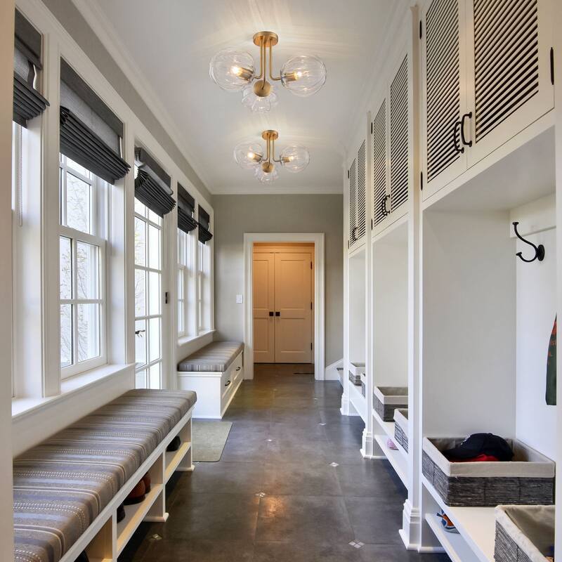 3-Light Contemporary Semi Flush Mount with Ripple Glass