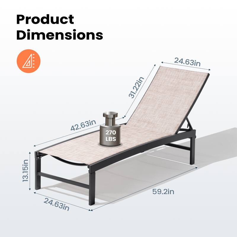 2PC Outdoor Patio Adjustable Chaise Lounge Chairs