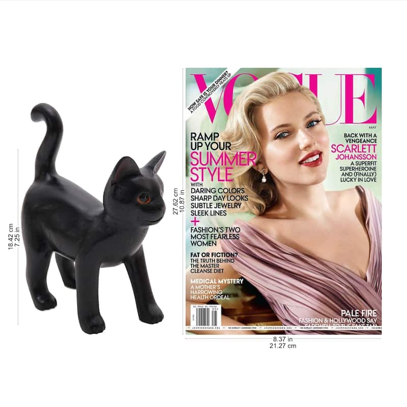 Handmade Curious Kitten In Black Wood Sculpture (Indonesia) - 7.25" H x 6.25" W x 3" D