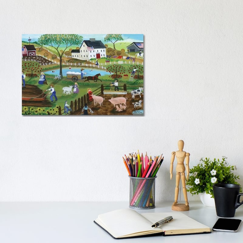 iCanvas "Old Tyme Americana Country Farmyard" by Cheryl Bartley Canvas Print - 8x12x0.75