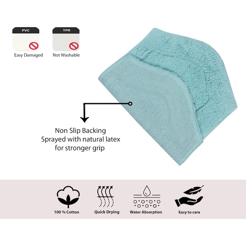 Waterford Collection 100% Cotton Non-Slip Bathroom Rug Set, Machine Washable Bath Rug, 5 Piece Bath Mat Set with Contour