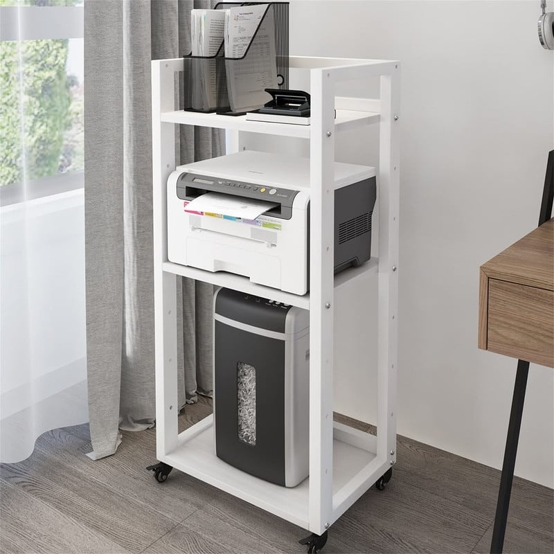 3-Tier Movable Printer Stand - 20.8 x 13.8 x 40 - White