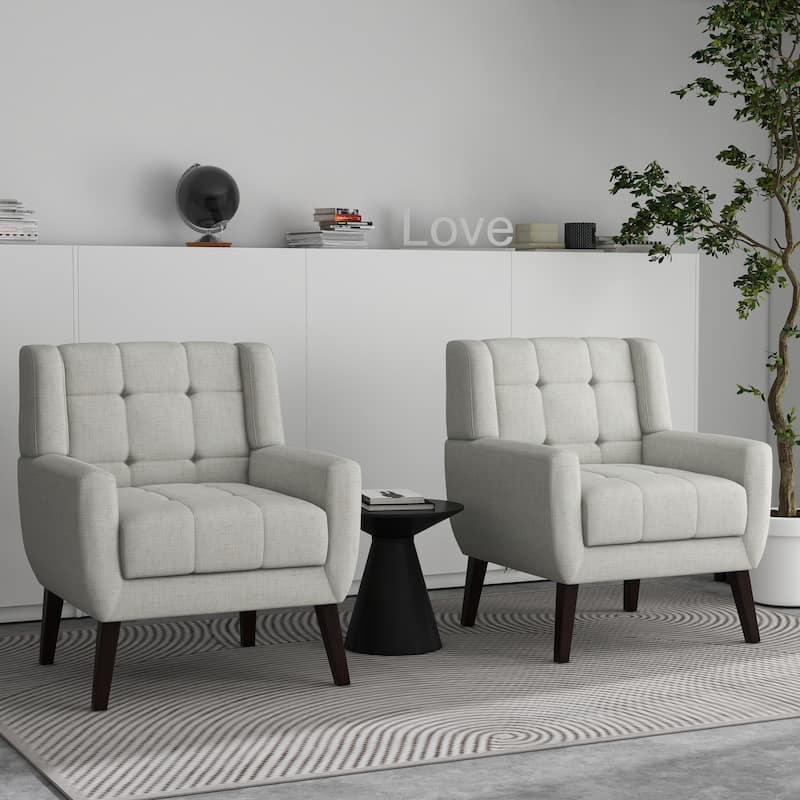 Tufted Arm Chair Upholstered Lounge Chair(Set of 2)