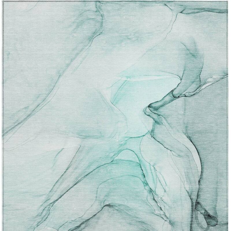 HomeRoots 3' X 5' Teal Abstract Washable Non Skid Indoor Outdoor Area Rug - 3' x 5'